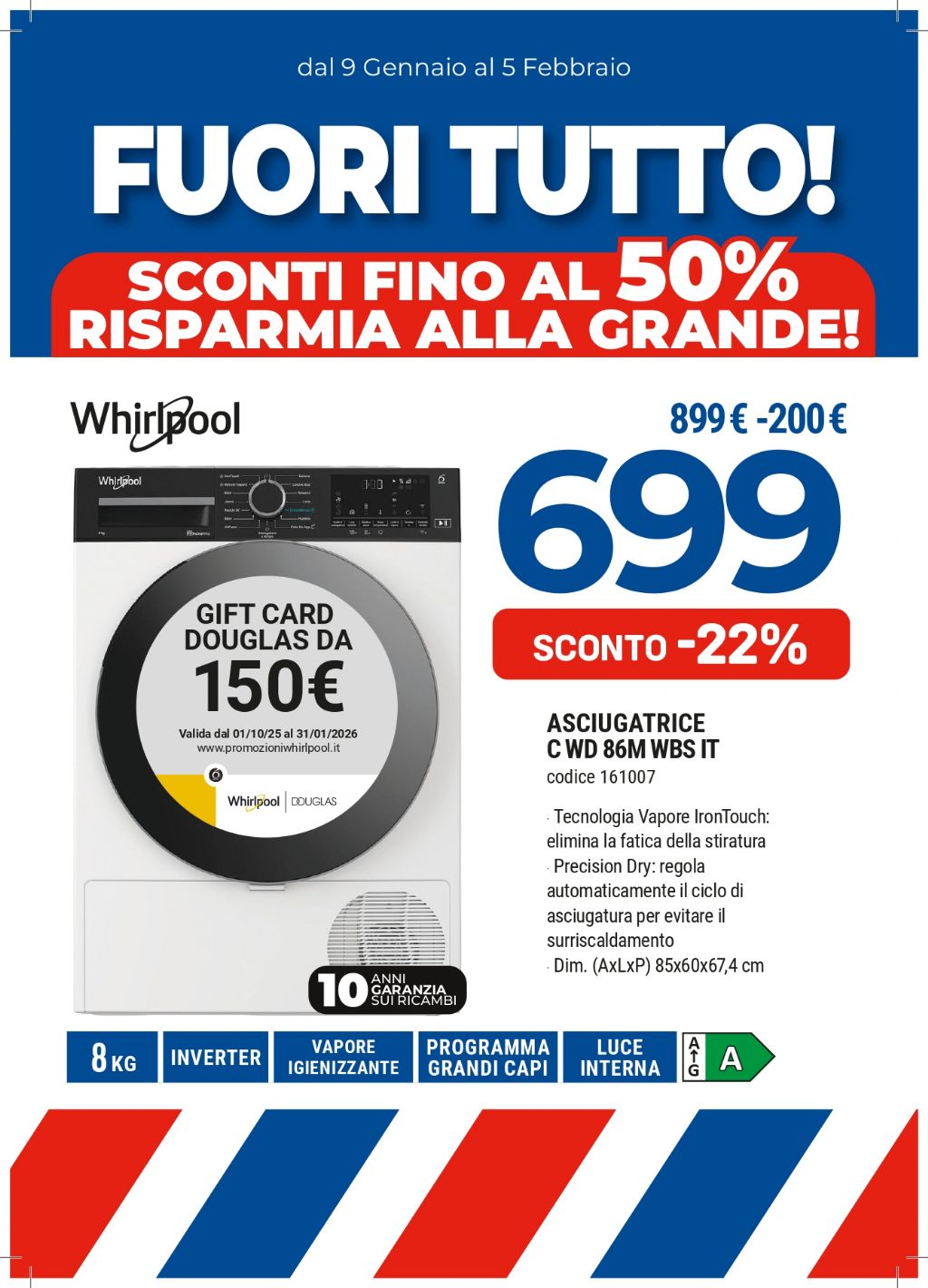 ASCIUGATRICE WHIRLPOOL CWD86MWBSIT